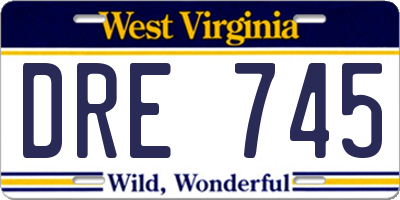 WV license plate DRE745