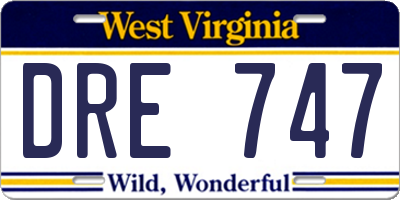 WV license plate DRE747