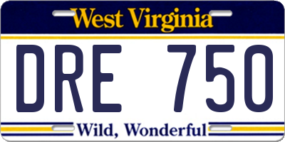 WV license plate DRE750