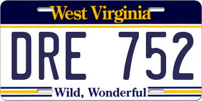 WV license plate DRE752