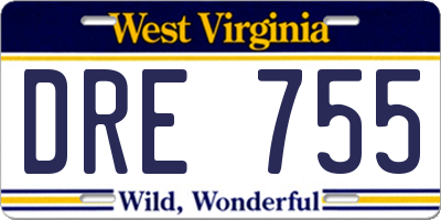 WV license plate DRE755