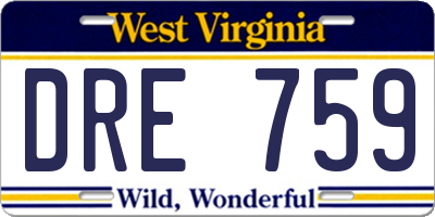 WV license plate DRE759