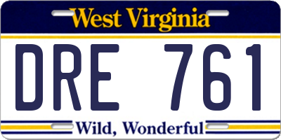 WV license plate DRE761