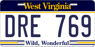 WV license plate DRE769