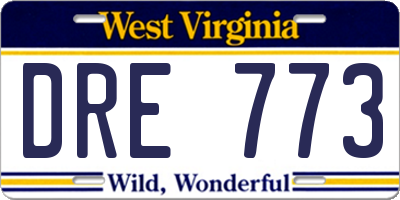 WV license plate DRE773