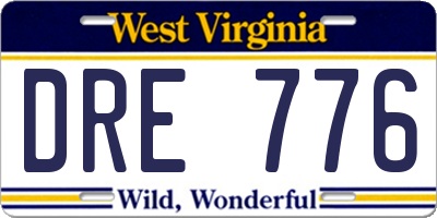 WV license plate DRE776