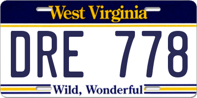 WV license plate DRE778