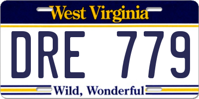 WV license plate DRE779