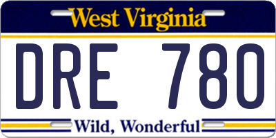 WV license plate DRE780