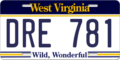 WV license plate DRE781