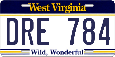 WV license plate DRE784
