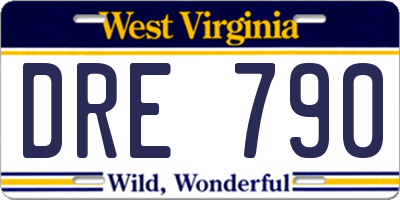WV license plate DRE790