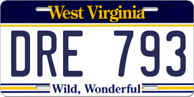 WV license plate DRE793