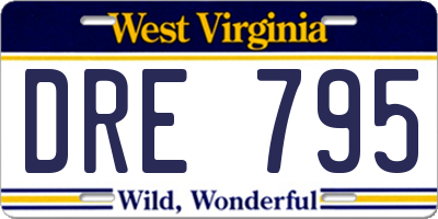 WV license plate DRE795