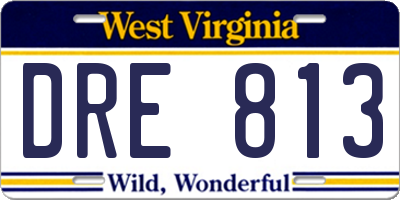 WV license plate DRE813