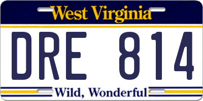WV license plate DRE814