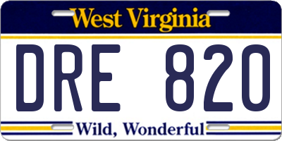 WV license plate DRE820