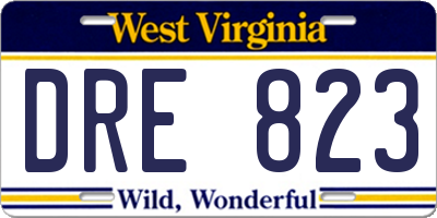 WV license plate DRE823