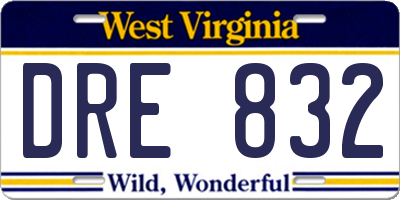 WV license plate DRE832
