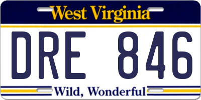 WV license plate DRE846
