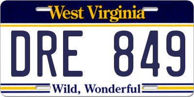 WV license plate DRE849