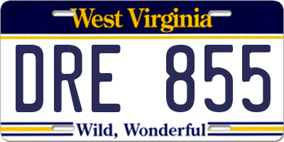 WV license plate DRE855
