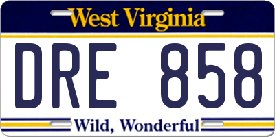 WV license plate DRE858