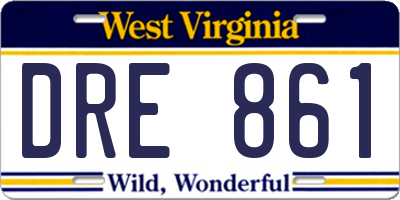 WV license plate DRE861