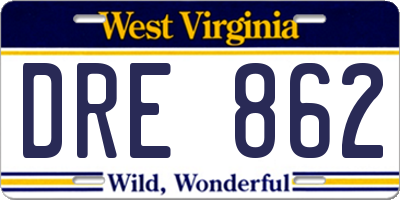 WV license plate DRE862