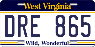 WV license plate DRE865