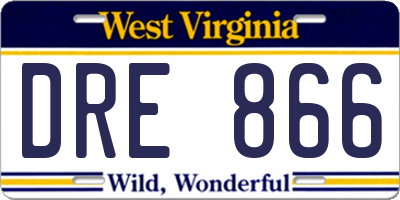 WV license plate DRE866