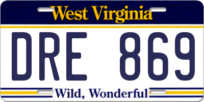 WV license plate DRE869
