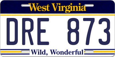 WV license plate DRE873
