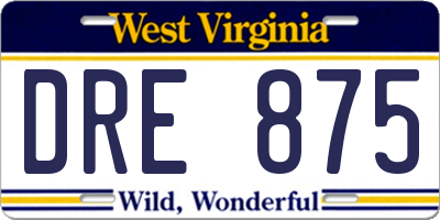 WV license plate DRE875