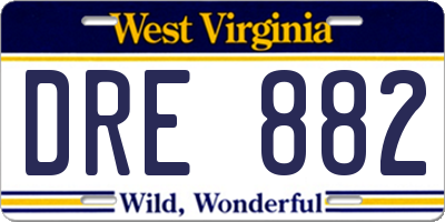 WV license plate DRE882