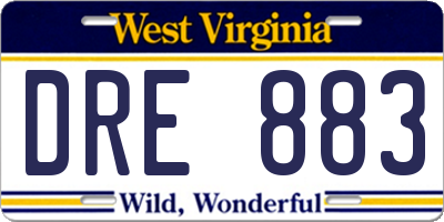 WV license plate DRE883