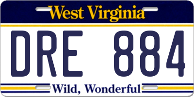 WV license plate DRE884