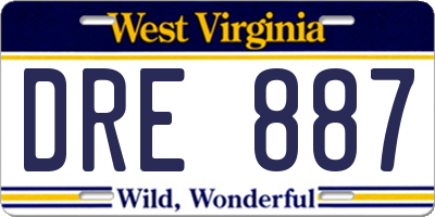 WV license plate DRE887