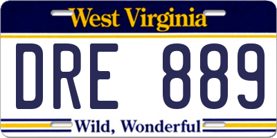 WV license plate DRE889