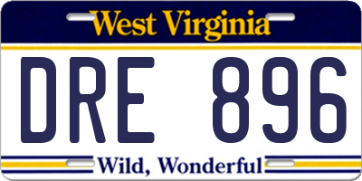 WV license plate DRE896