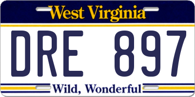 WV license plate DRE897