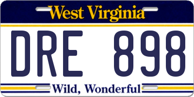 WV license plate DRE898