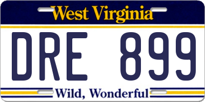 WV license plate DRE899