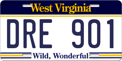 WV license plate DRE901