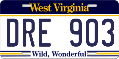 WV license plate DRE903