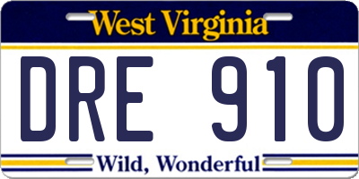 WV license plate DRE910