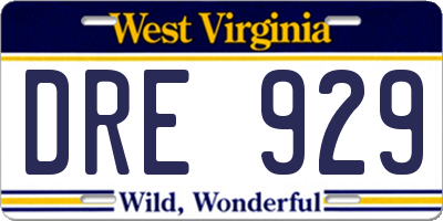 WV license plate DRE929