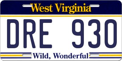 WV license plate DRE930