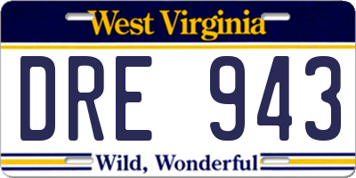 WV license plate DRE943
