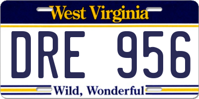 WV license plate DRE956